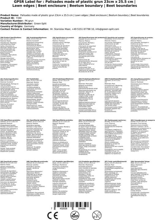 Produktbild Green Split Palisaden aus Kunststoff grun 23cm x 25.5 cm (23 cm)