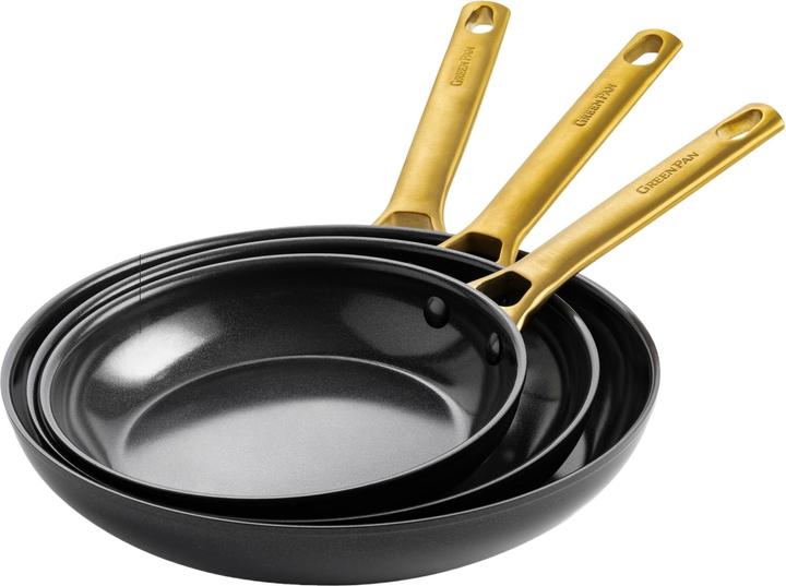 Immagine prodotto Greenpan Padelle in ceramica PADOVA Black 20 + 24 + 28 cm (28 cm, Set di pentole e padelle da cucina, Alluminio)