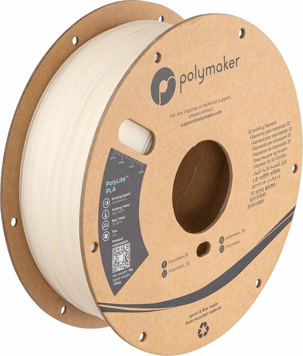 Actual product image Polymaker PolyLite PLA V2 - Natural - 1.75mm (PLA, 1.75 mm, 1000 g, Brown)