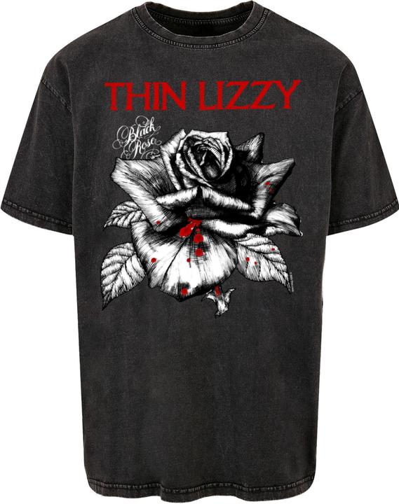 Produktbild Merchcode Thin Lizzy - Rose Color Logo Acid Washed Oversize Tee - 160127 (M)