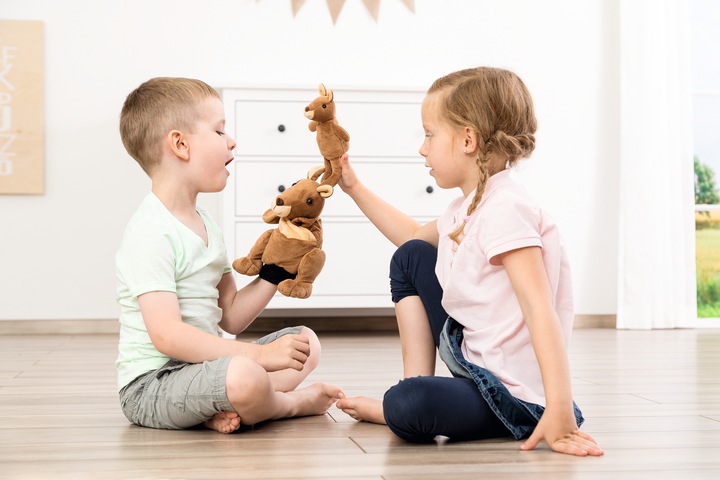 Produktbild Beleduc Handpuppe Mutter/ Kind Känguru Kanga & Juju