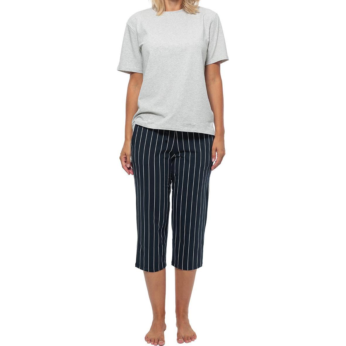 Schiesser, Damen, Pyjama, Organic Cotton Schlafanzug, Blau, (42)