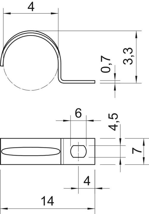 Actual product image OBO Bettermann Fixing clip single-lobed 4mm, St, G 1003046