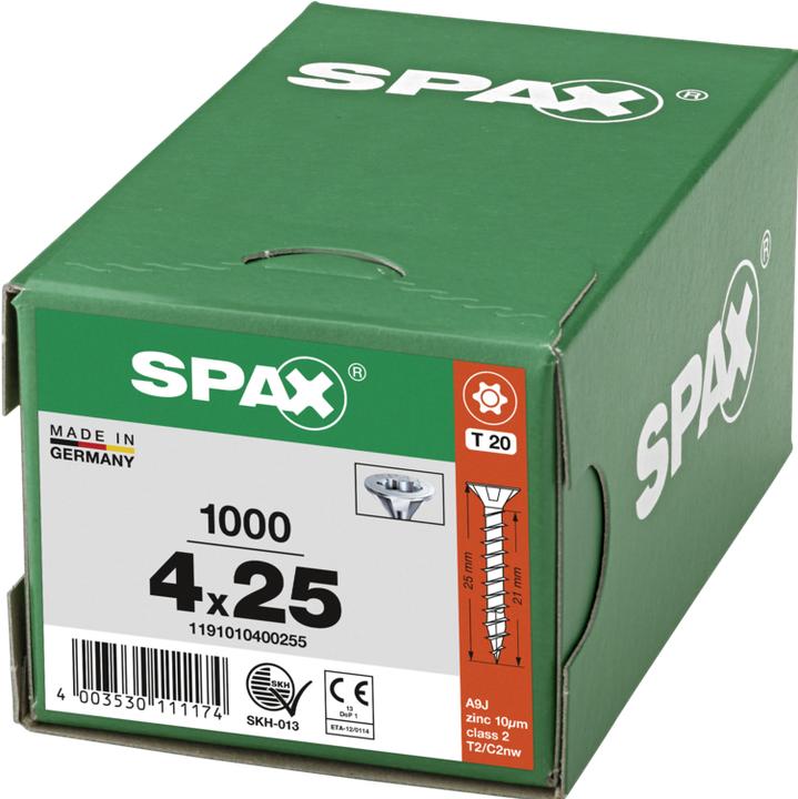 Produktbild Spax Spanplattenschrauben SK T20 4,0x25 mm (1000 Schrauben pro Stück)