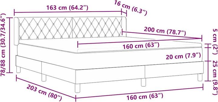 Produktbild vidaXL Boxspringbett (160 x 200 cm)