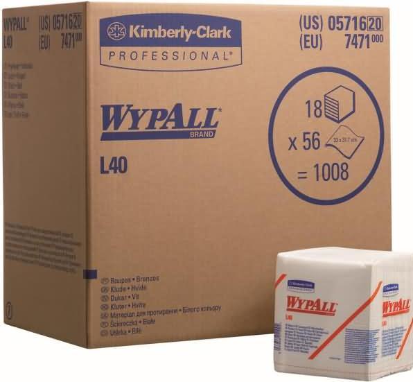 Wypall Wiping cloths L40 1-ply 30.5x31.8cm quarter-folded white