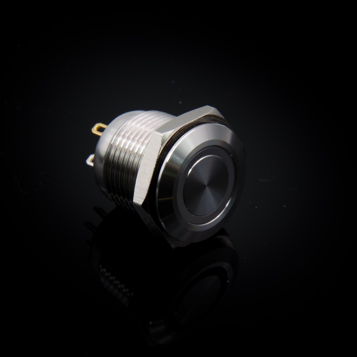 Actual product image Purecrea 16mm push-button with RGB illumination 5V - stainless steel
