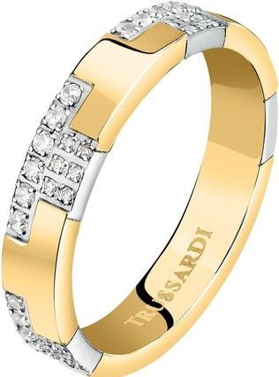 Trussardi Glittering bicolor ring made of steel T-Logo TJAXC39 - Circuit: 54 mm (54)