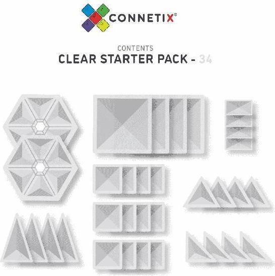 Actual product image Connetix 34 Piece Clear Pack