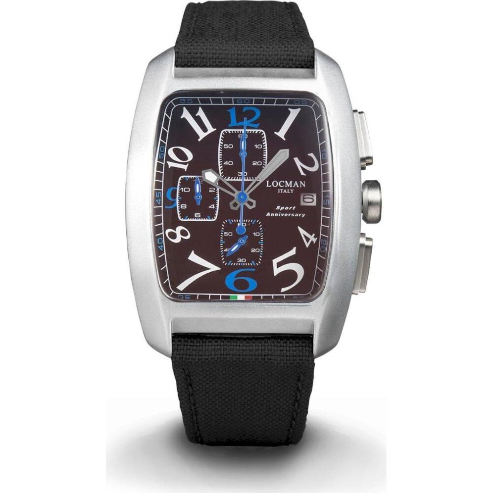 Thumbnail - Locman, Armbanduhr, Italy Herrenuhr Sport Anniversary Chrono schwarz/blau Ref. 0470, Schwarz, Blau, (Chronograph, 37 mm)
