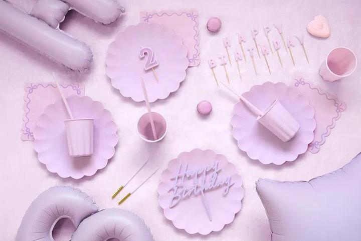 Actual product image Partydeco Décoration pour gâteau "Happy Birthday" Violet Pastel (1 Piece)