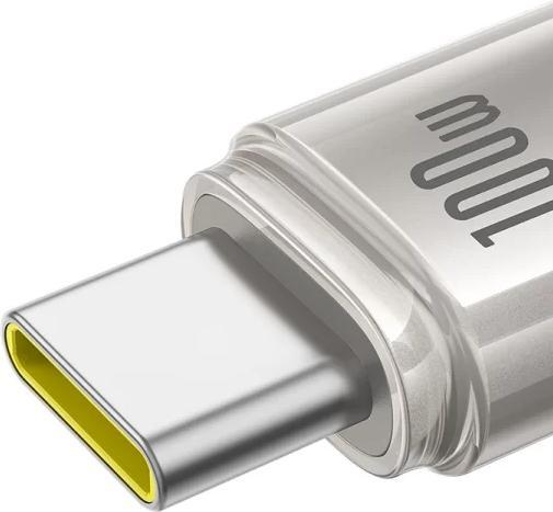 Actual product image Baseus USB-A to USB-C Cable Titanium, 100W, 5A, 2m, Silver (2 m, 100 W)