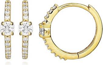 Image du produit Silver Cat - Sparkling gold-plated hoop earrings with cubic zirconia SC555