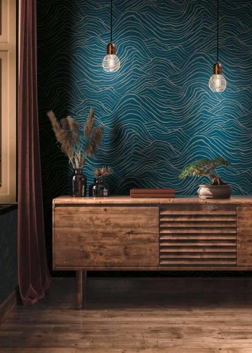 Produktbild AS Creation VINYLTAPETE VLIESBASIS 395074 BLAUE WELLE (12)