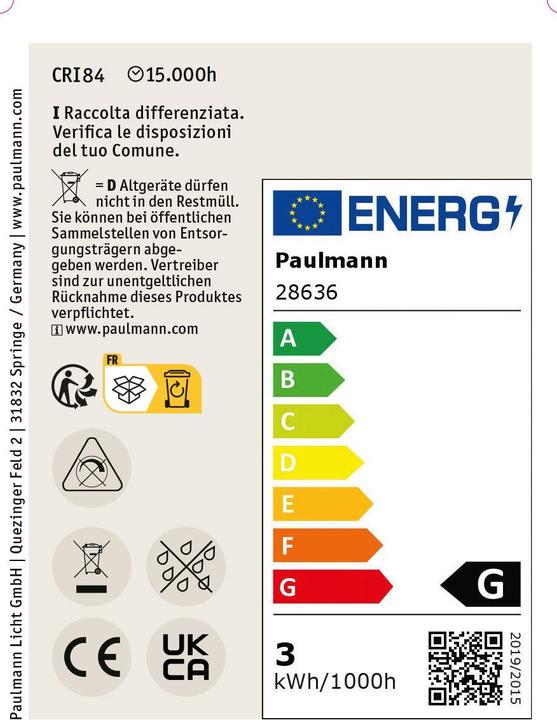 Energielabel Paulmann Kaars (E14, 250 lm, 2x)