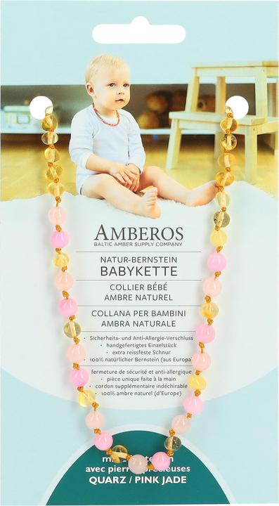 Actual product image Amberos Natur Bernsteinkette mit Edelsteinen Baroque (Amber, 32 cm)
