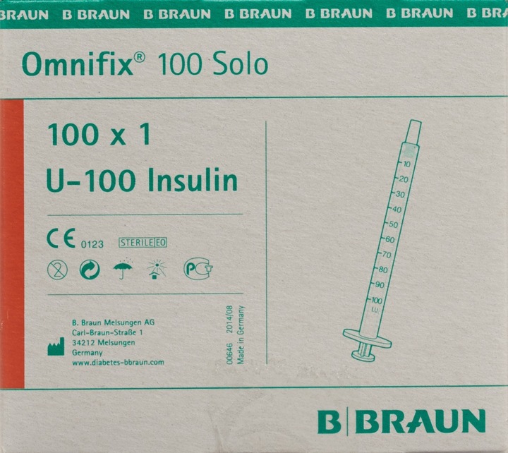 Image du produit B.Braun 100 Insulin 1 ml solo L (Seringue d'insuline)