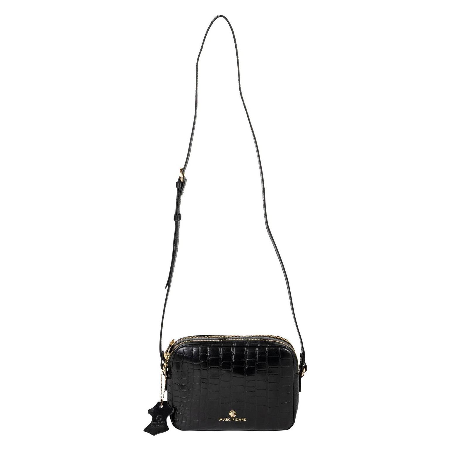 Marc Picard, Damen, Handtasche, Croco Shoulder Bag, Schwarz