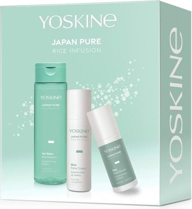 Yoskine Japan Pure Rice Infusion Set Facial Serum 30ml Facial Cream 50ml Rich Facial Essence 200ml (Gesichtspflege Set)