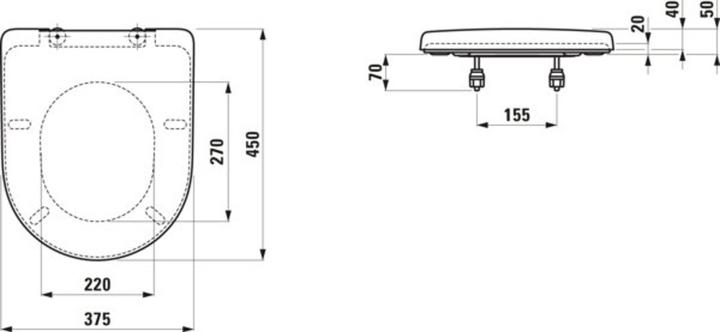 Immagine prodotto Laufen Sedile per WC Pro, con rivestimento, Universal, senza chiusura morbida, 443x374x54 mm, H89395
