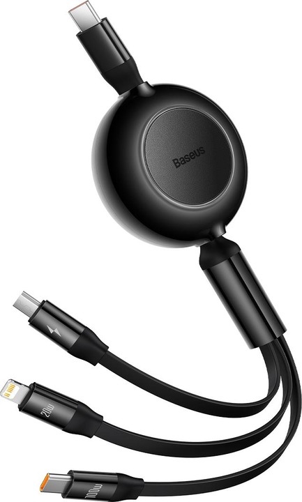Productafbeelding Baseus Heldere Spiegel 4, USB-C 3-in-1 kabel voor micro USB / USB-C / Lightning 100W / 3,5A 1,1m (Zwart) (1.10 m, USB 3.2 Gen 1)