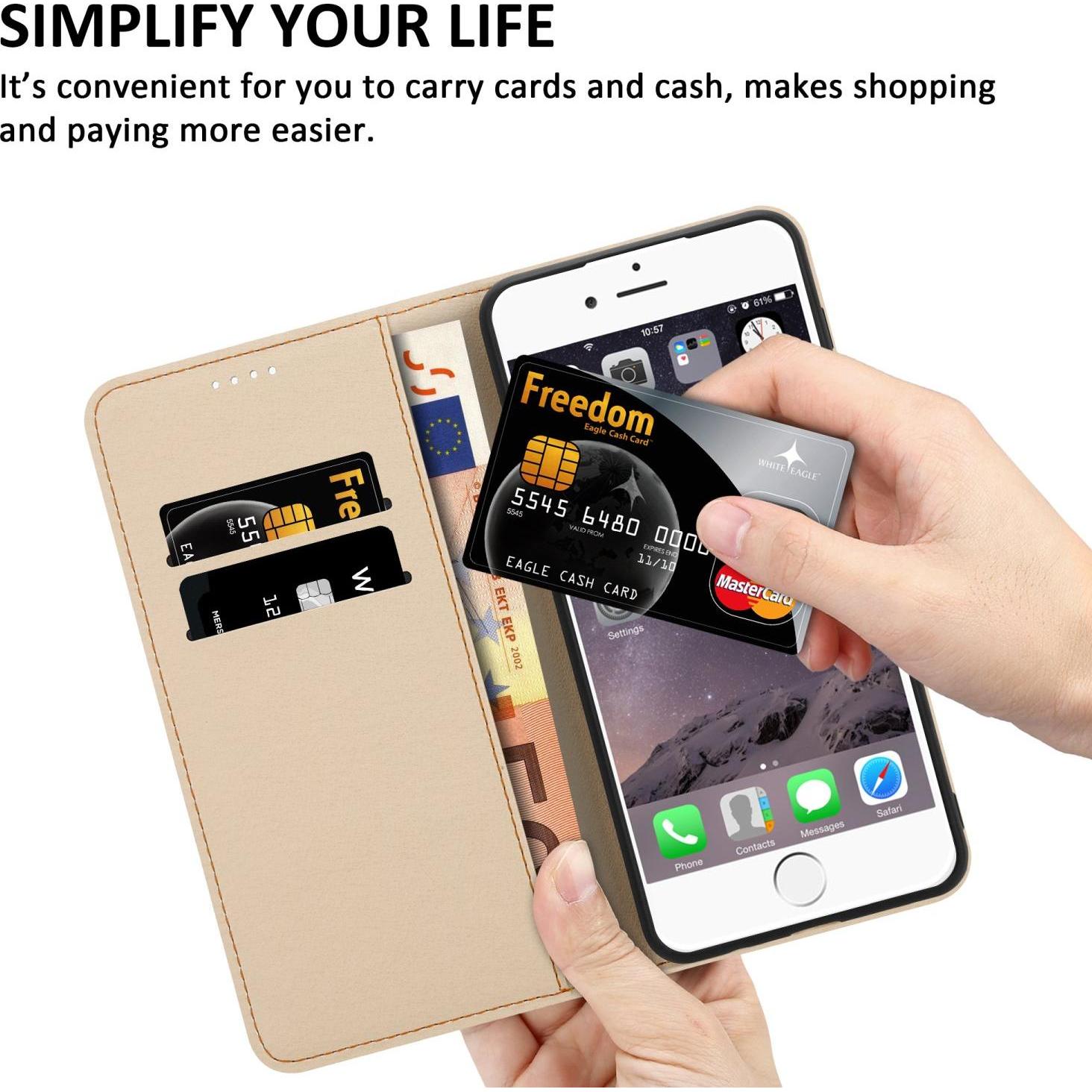 Thumbnail - Cadorabo Book Hülle mit Print (Apple iPhone 6 Plus), Smartphone Hülle, Blau