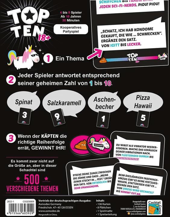 Immagine prodotto Asmodée Top Ten (Tedesco, 8 - 9 Giocatori)
