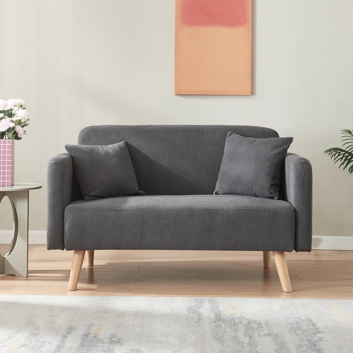 Produktbild En.Casa 2-Sitzer Sofa Midt 132x70x81 cm Cord Grau (2-Sitzer)