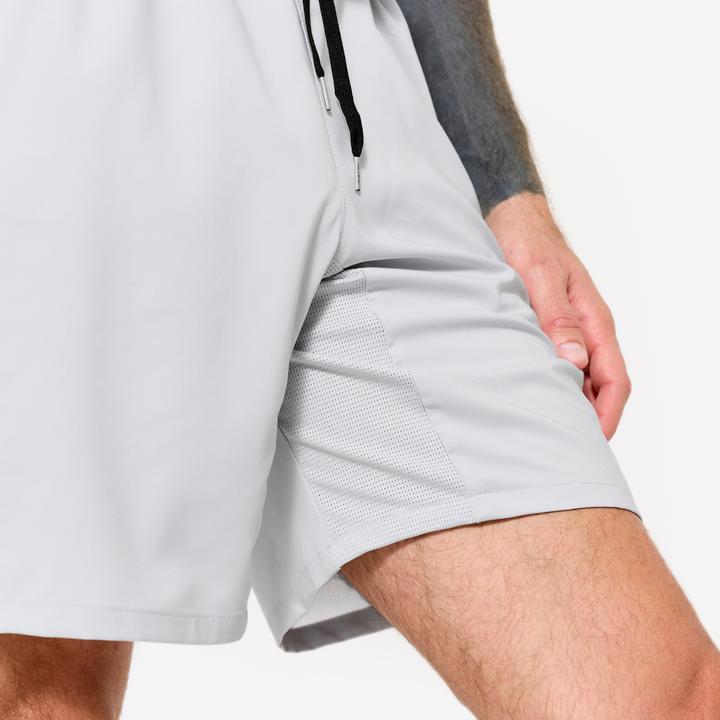Actual product image Domyos Shorts Herren atmungsaktiv Reissverschlusstaschen - hellgrau (L)