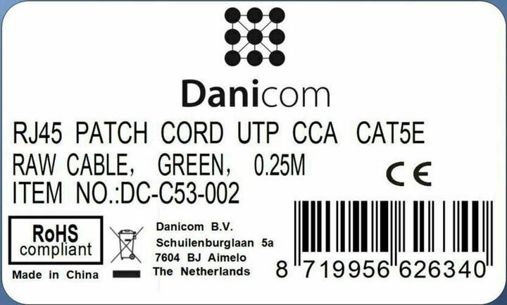 Produktbild Dsit CAT 5e Netzwerkkabel U/UTP (U/UTP, CAT5e, 0.25 m)