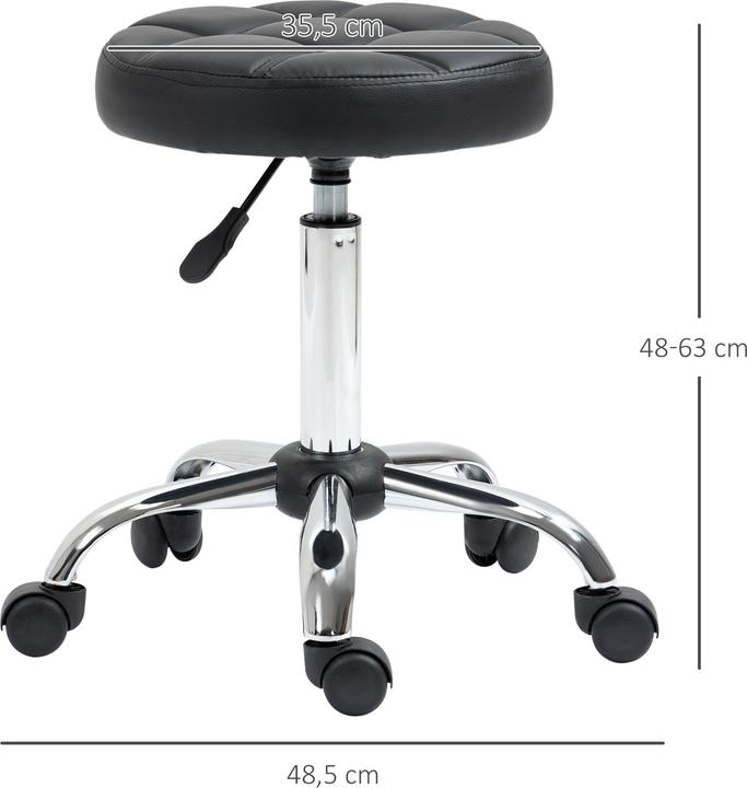 Produktbild Homcom Rollhocker Kunstleder, Stahl Schwarz