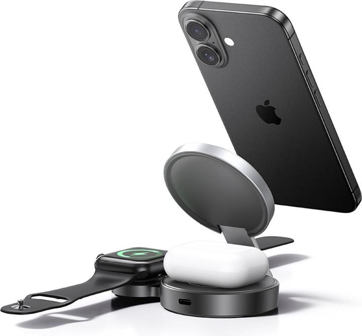 Actual product image Usams Foldable 3-in-1 15W Inductive Charge for Phone/Apple Watch/headphones CD234WXC01 (US-CD234) (15 W)