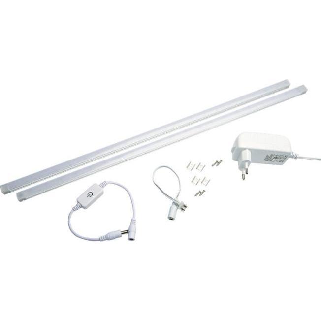 Rutec, LED Streifen, Tara Starterset inkl Dimmschalter 2x88071 3000K 734lm IP40 inkl Zubehör (Weiss, 60 cm, Indoor)
