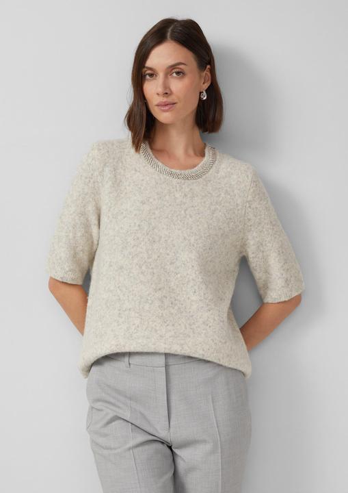 Produktbild s.Oliver Strickpullover Softer Kurzarm-Pullover aus Wollmix mit Schmuck-Detail (36)