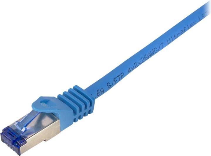 Actual product image LogiLink Patch cord Ultraflex, Cat.6A, S/FTP, 15 m, blue withCat.7 raw cable, extra flexible & soft cable m (S/FTP, CAT6a, 15 m)