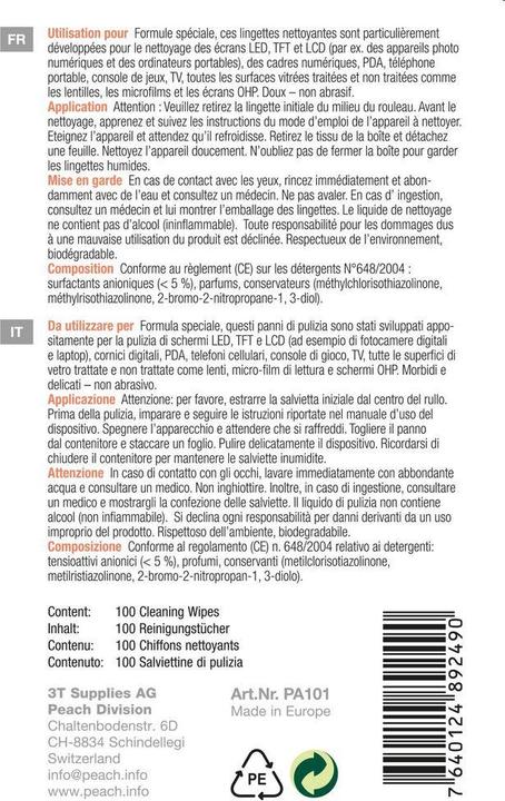 Actual product image Peach damp cleaning cloths (100 x)