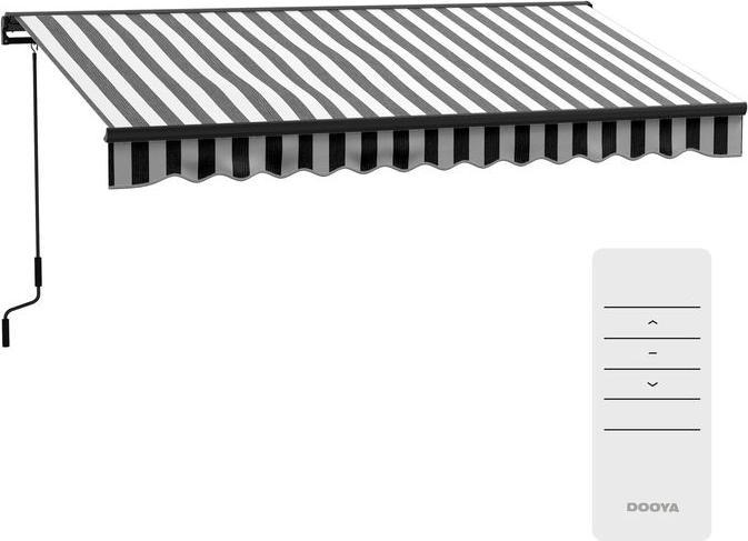 Swisshandel24 Tenda da sole per balcone, 350x250x150cm, resistente ai raggi UV30+, con telecomando, manovella (2.50 m)