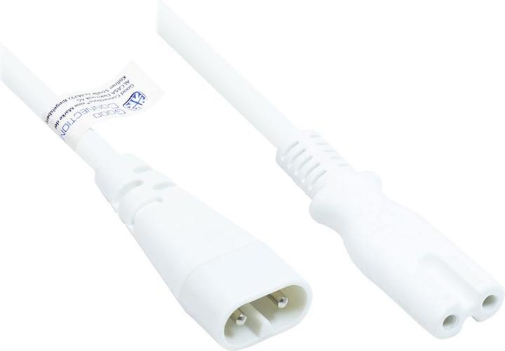Produktbild Good Connections Euro-Verlängerung C8 Stecker (gerade) an C7/Euro 8 Buchse (gerade), weiss, 0,75 mm², 2 m, ® (2 m, CEE 7/7)