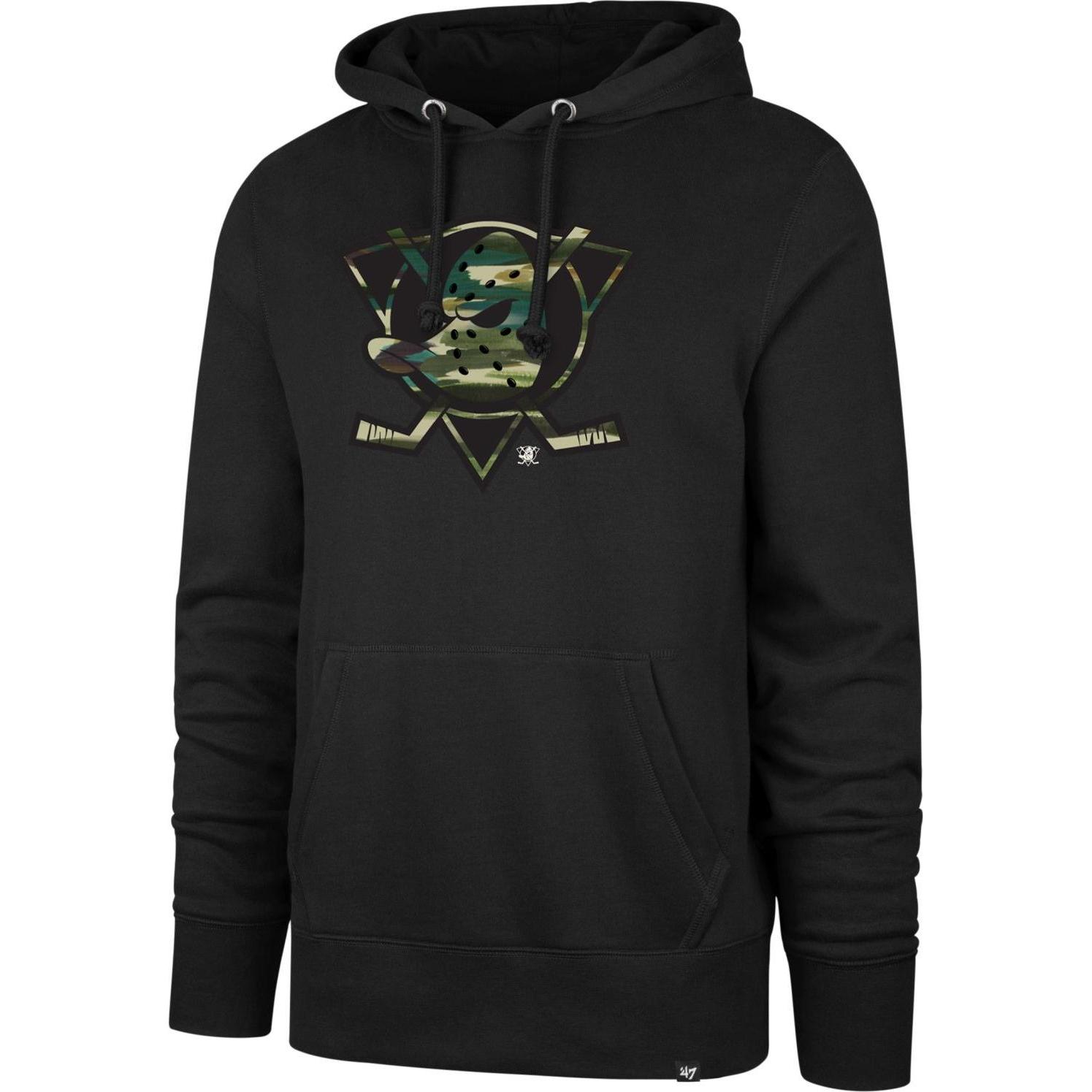 47 Brand, Herren, Pullover, Hoody - BURNSIDE Anaheim Ducks fisherman - S, Schwarz, (S)