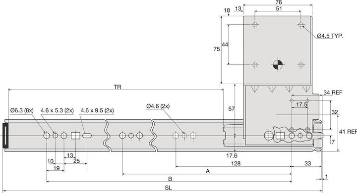 Actual product image Accuride Inslide/Forslide 1321 rotary sliding door fittings