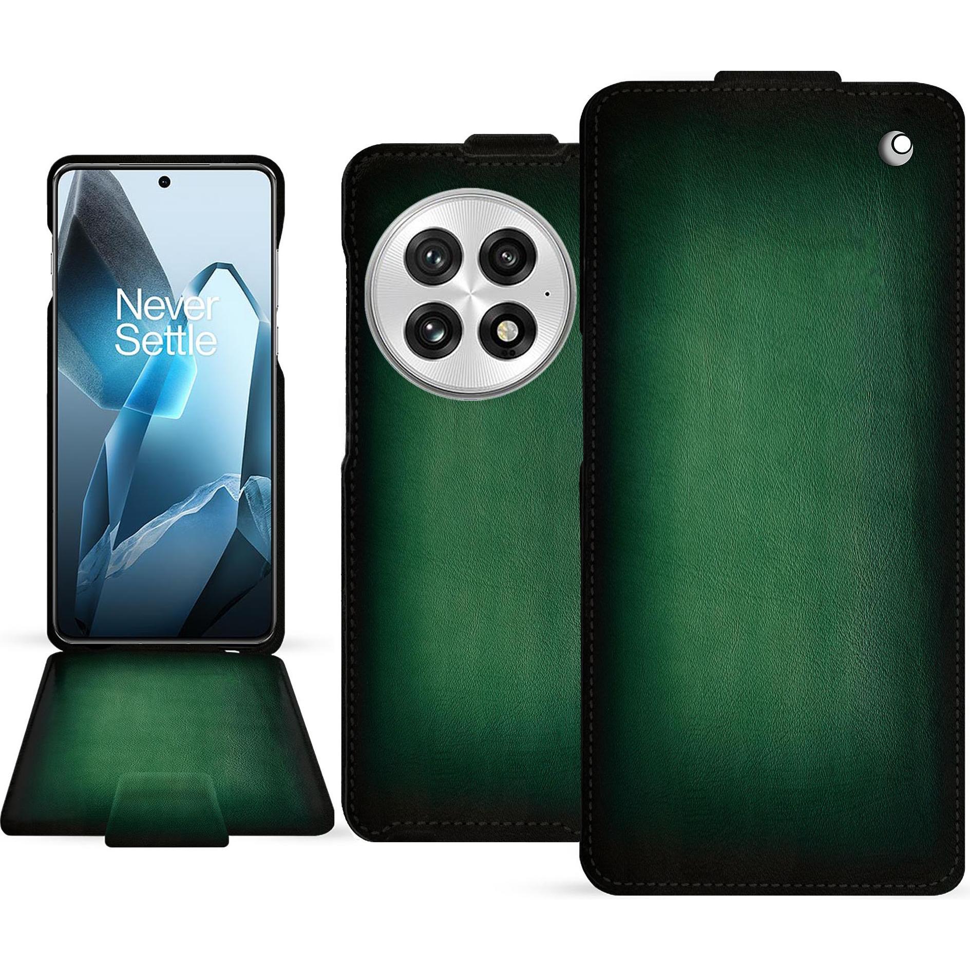 Thumbnail - Noreve Lederschutzhülle vertikal (OnePlus 13), Smartphone Hülle, Grün