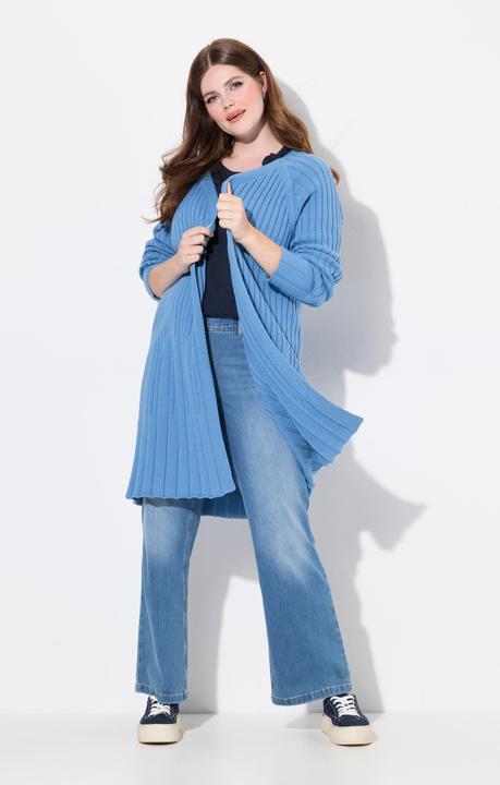Immagine prodotto Ulla Popken Cardigan lungo con lavorazione mista in cotone biologico con scollo a V (50, 52)