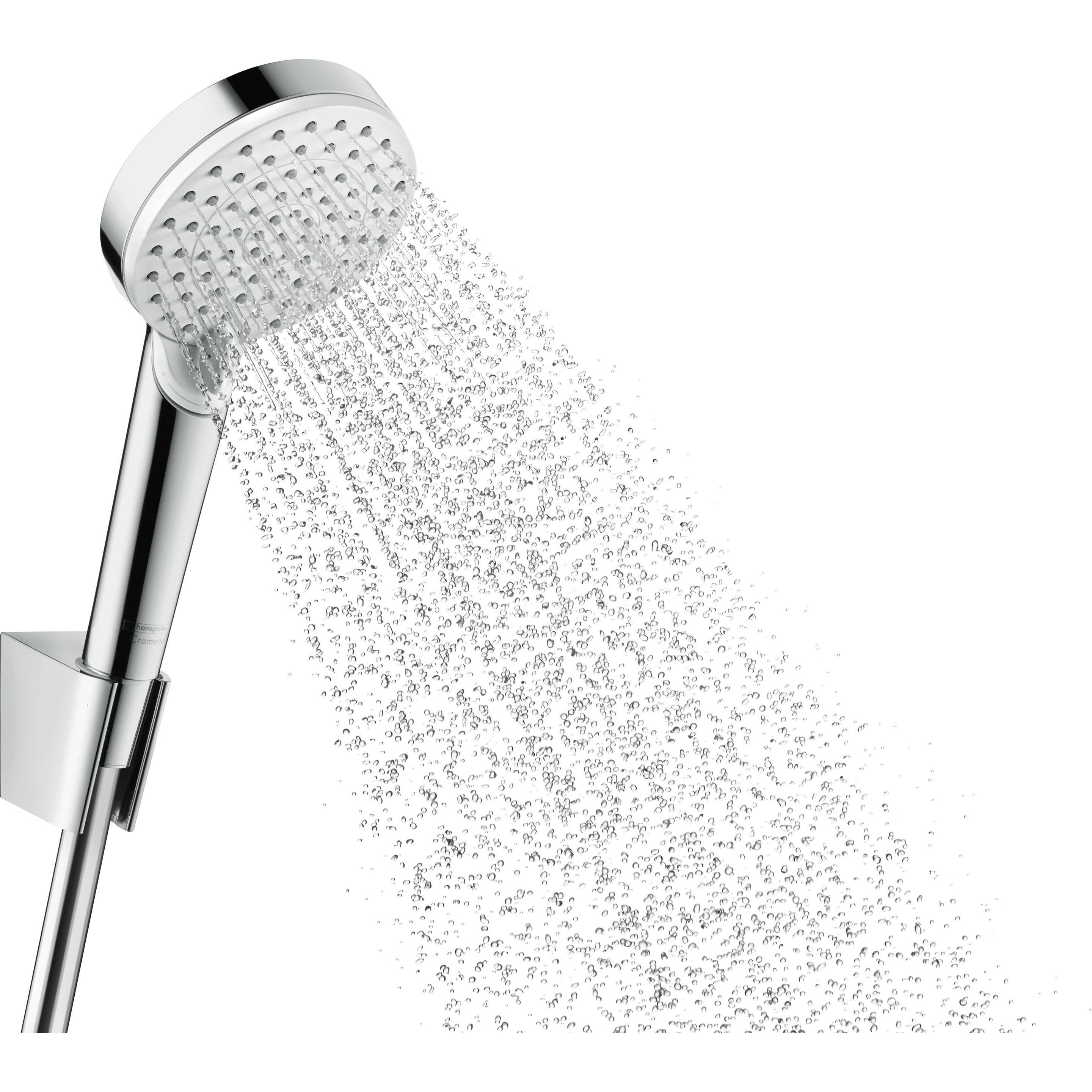 Thumbnail - hansgrohe, Duschbrause, HG Brauseset CROMETTA 1JET Porter Set 1600mm EcoSm 9 l/m weiss/chrom (1 Strahlarten, 14 l/min)