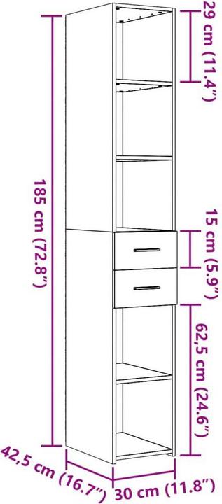 Image du produit vidaXL Highboard (30 x 42.50 x 185 cm)