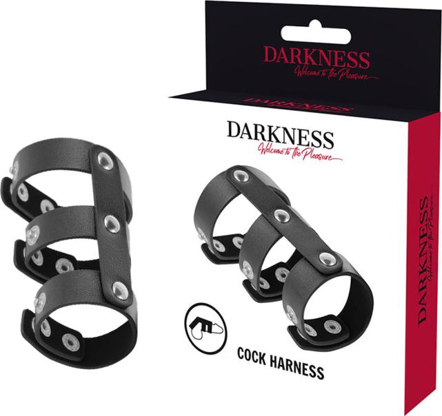 Immagine prodotto Darkness Anello Doppio Per Pene E Testicoli In Pelle Regolabile