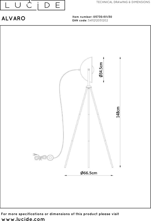 Actual product image Lucide Alvaro (E27)