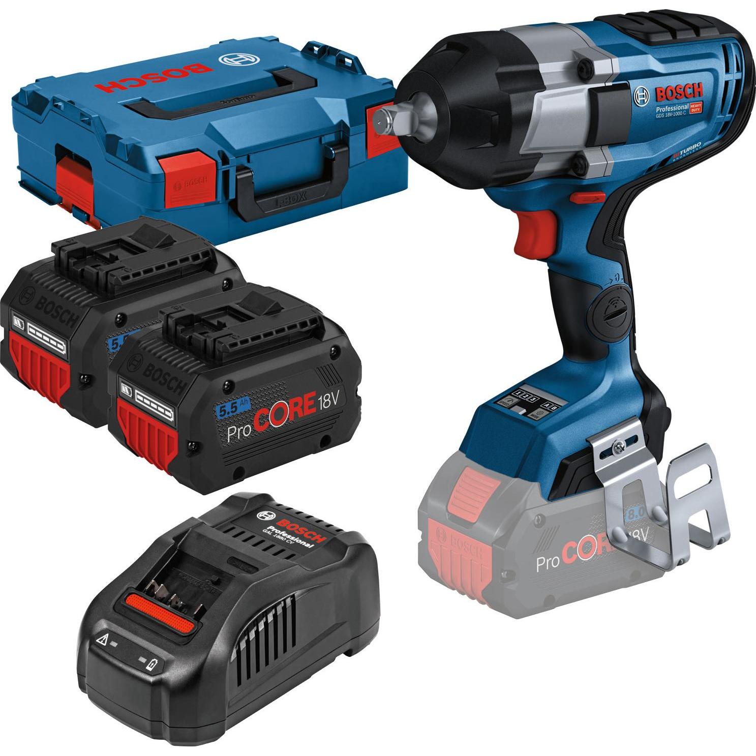 Bosch Professional, Bohrmaschine + Akkuschrauber, GDS 18V-1000 C (Akkubetrieb)
