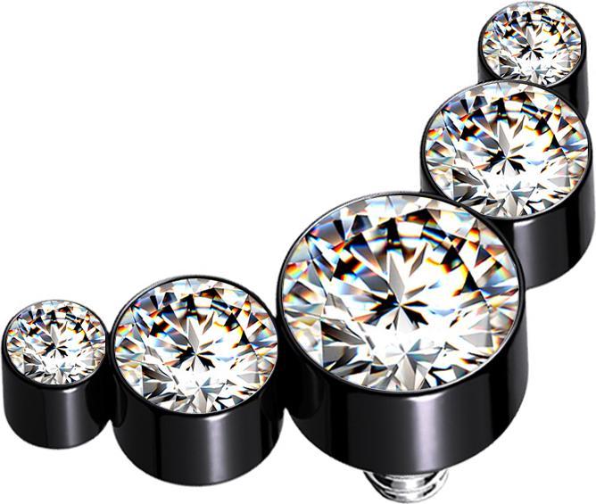 Immagine prodotto Star Piercing Dermal Anchor nero cinque cristalli argento (senza ottone, Acciaio chirurgico 316L)