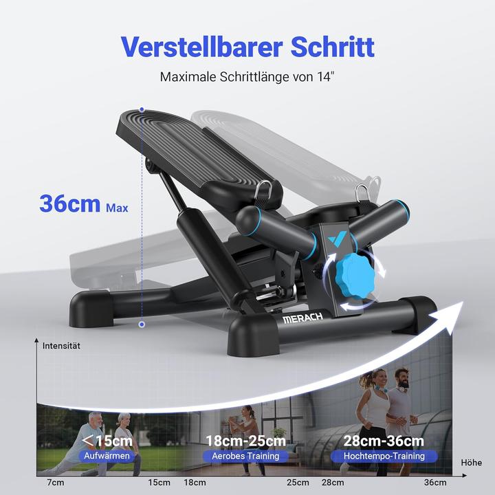 Actual product image Merach 2-in-1 Mini-Stepper mit LCD-Monitor und Power Ropes