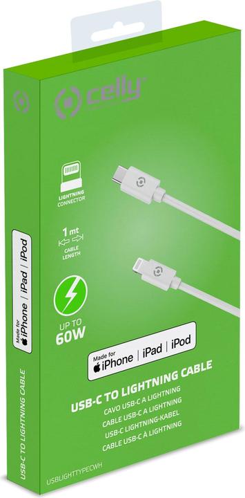 Image du produit Celly Lightning - USB type C (1 m, USB 3.2 Gen 2, 60 W)